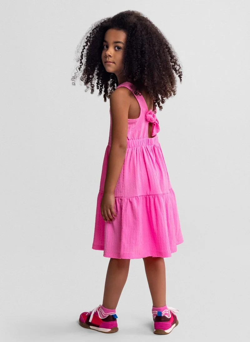 MINOTI Girls sleeveless pink tiered summer dress adjustable fit